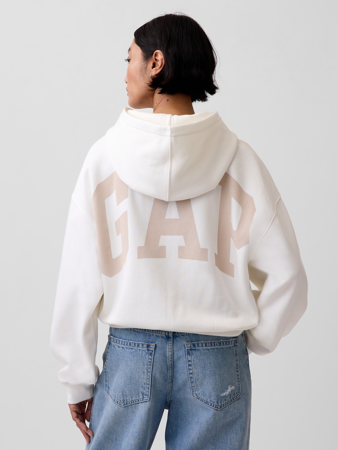 VintageSoft Oversized Crop Logo Hoodie