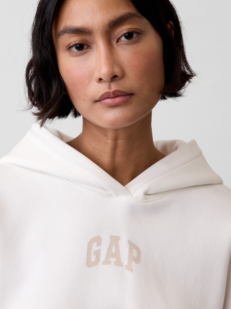 VintageSoft Oversized Crop Logo Hoodie