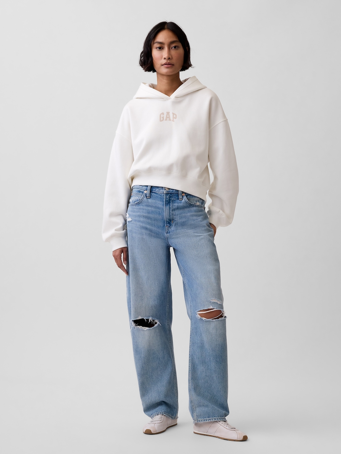VintageSoft Oversized Crop Logo Hoodie