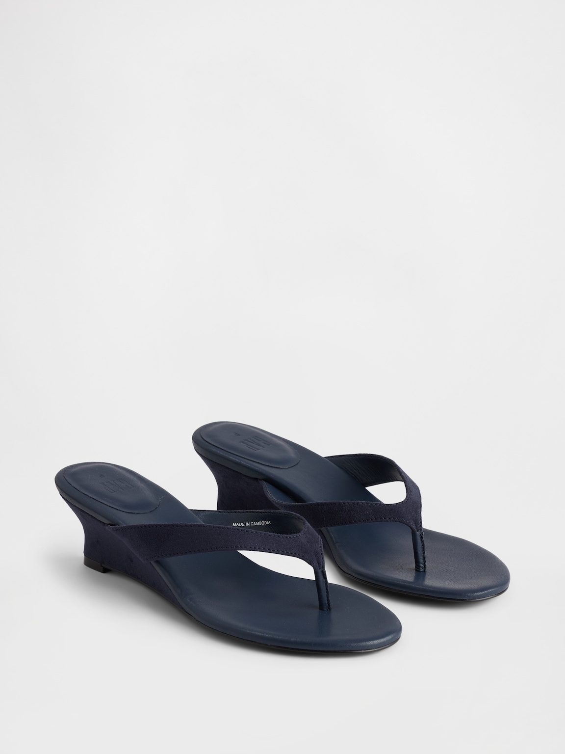 Vegan Leather Wedge Thong Sandals