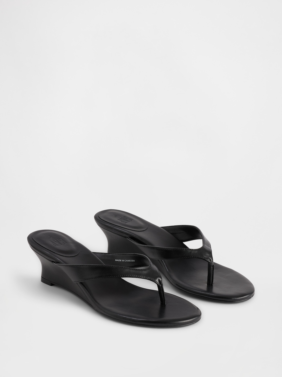 Vegan Leather Wedge Thong Sandals