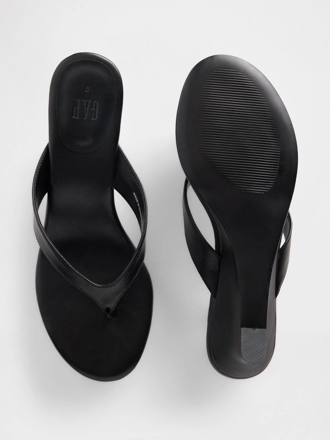 Vegan Leather Wedge Thong Sandals