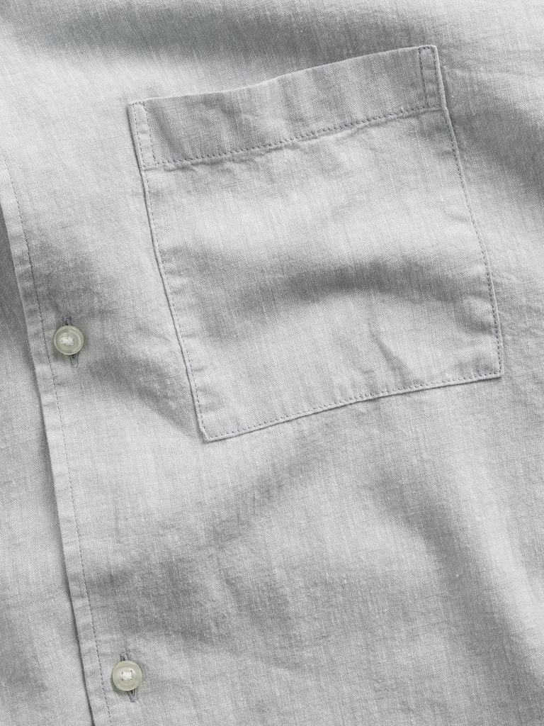 Linen-Cotton Relaxed Straight-Hem Shirt