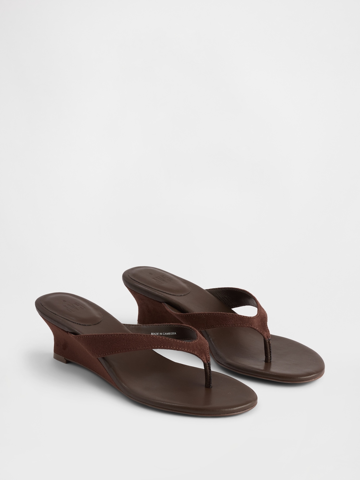 Vegan Leather Wedge Thong Sandals