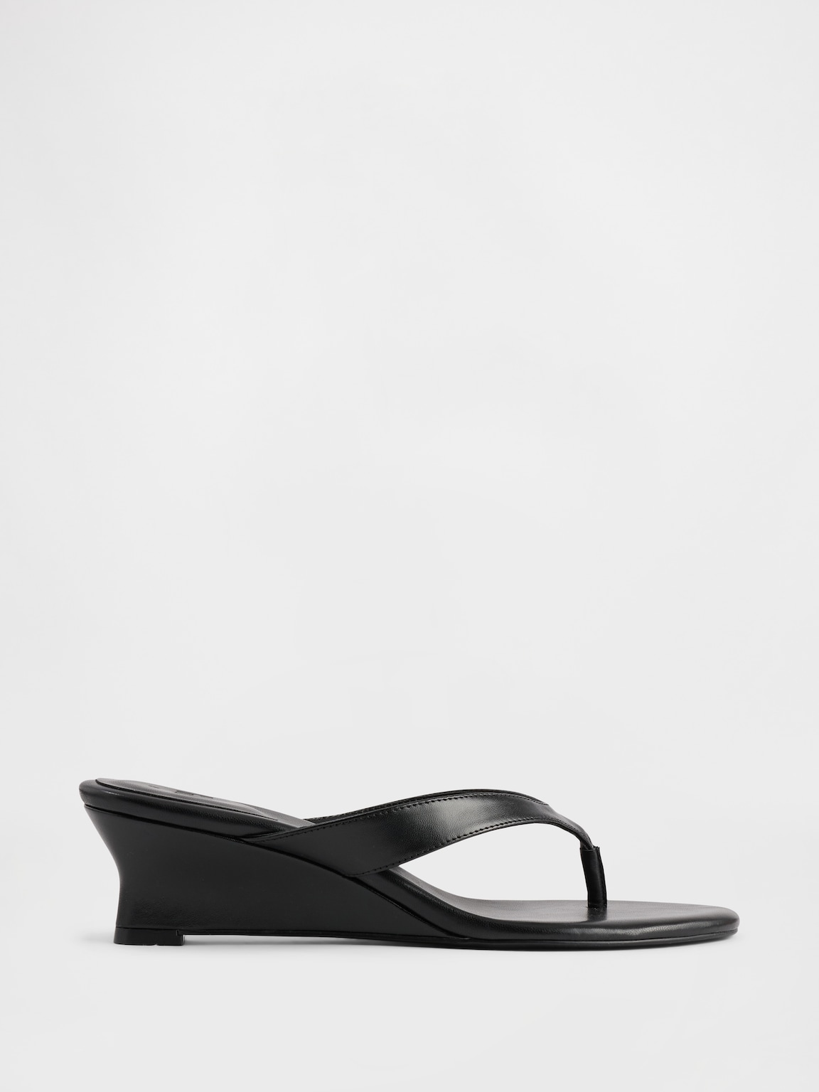 Vegan Leather Wedge Thong Sandals
