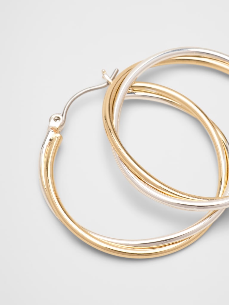 Mixed Metal Intertwined Hoop Earrings