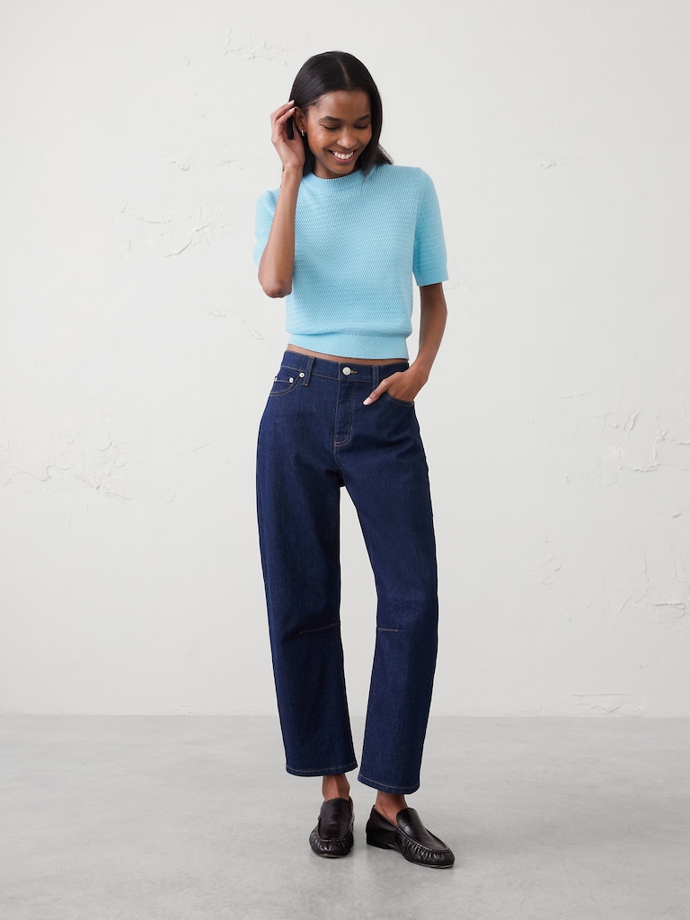 Texture Stitch Cropped Sweater
