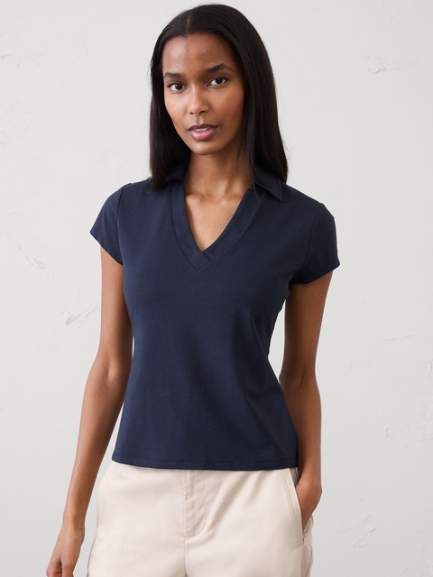 T-shirt Banana Republic Maille Gaufrée Brossée - Taille L, Bleu, Manches Longues, Neuf