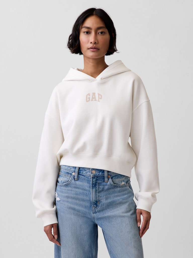 VintageSoft Oversized Crop Logo Hoodie