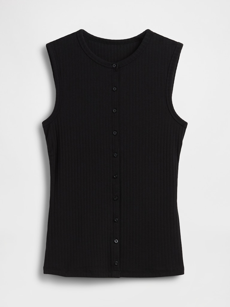 Modern Wide Rib Button-Front Top