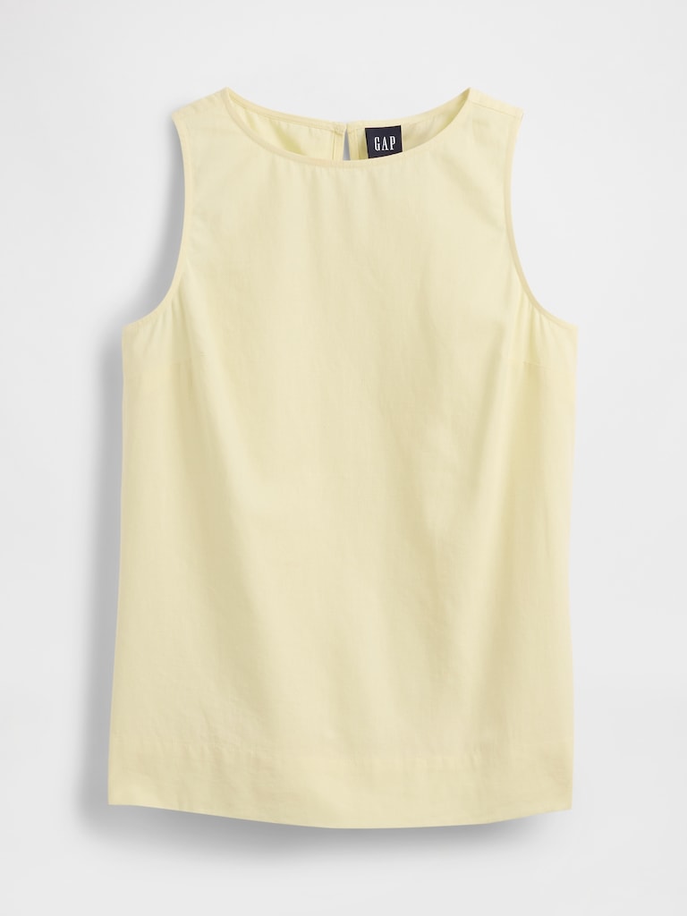 Linen-Blend Shell Tank Top