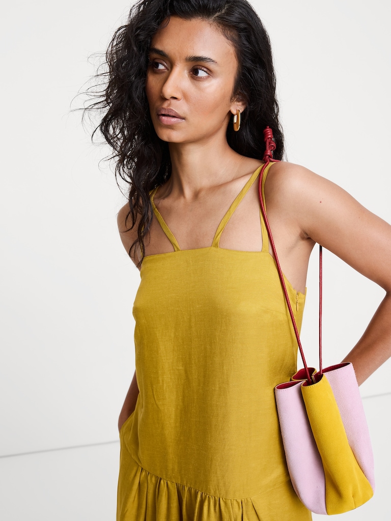 Color-block Suede Tulip Bag