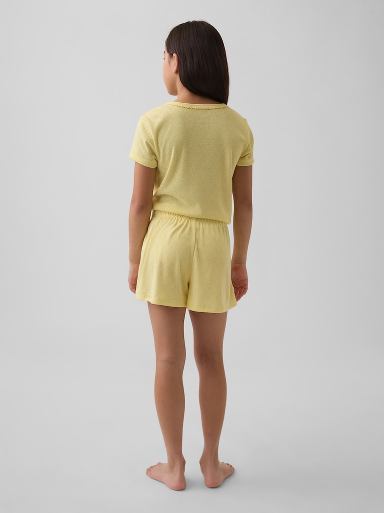 Kids Recycled Pointelle PJ Shorts