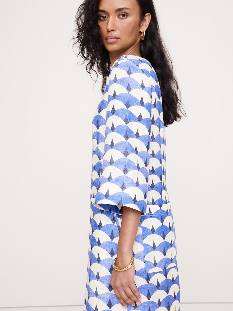 Linen Scoop-Neck Maxi Dress