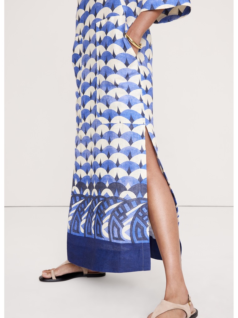 Linen Scoop-Neck Maxi Dress