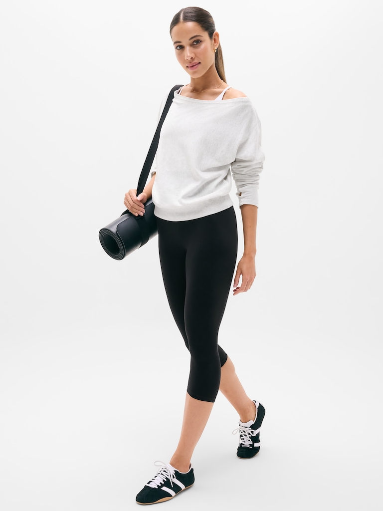 Airy Cotton Terry Boat Neck Sweatshirt