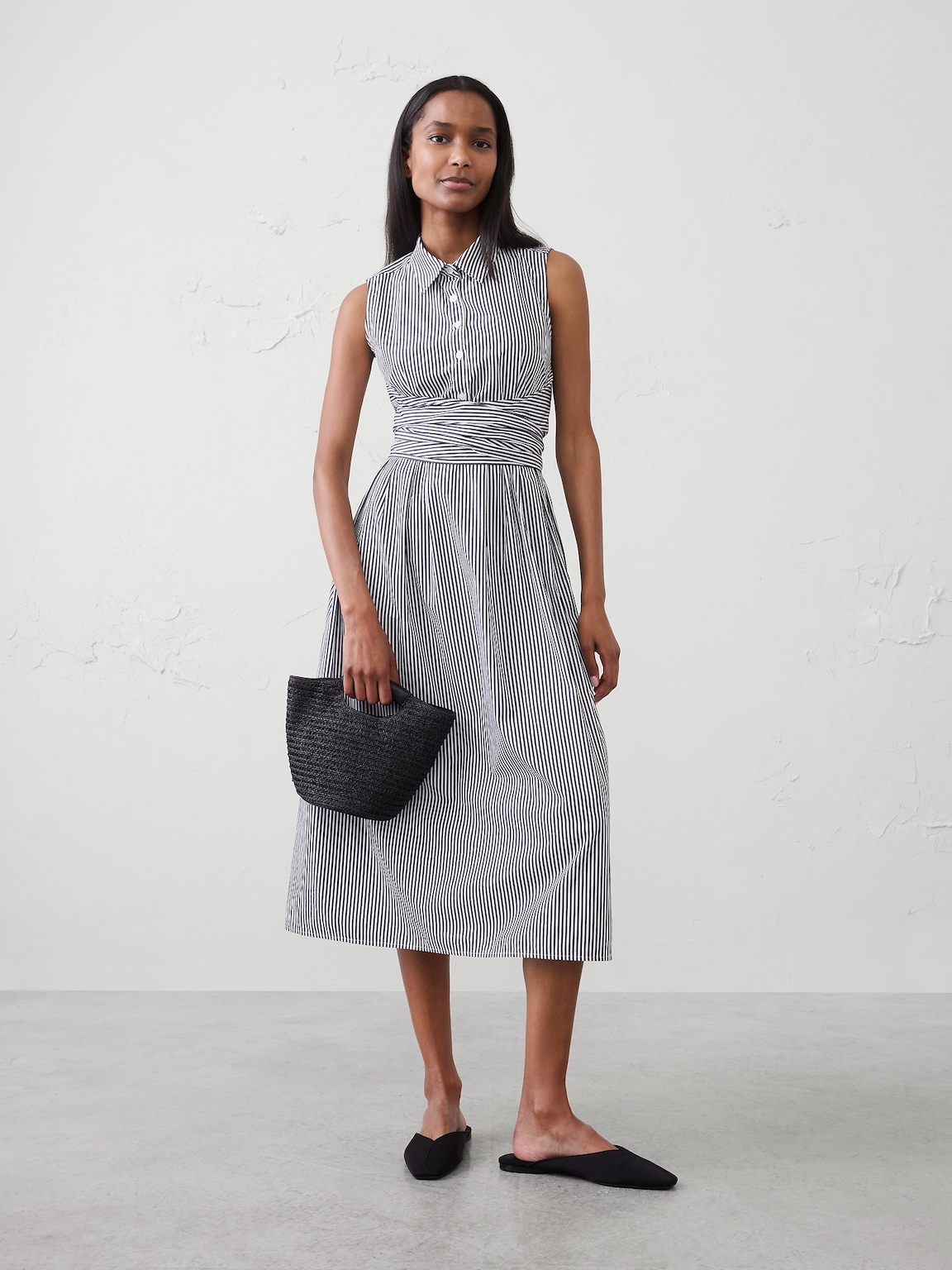 Poplin Wrapped Midi Shirtdress