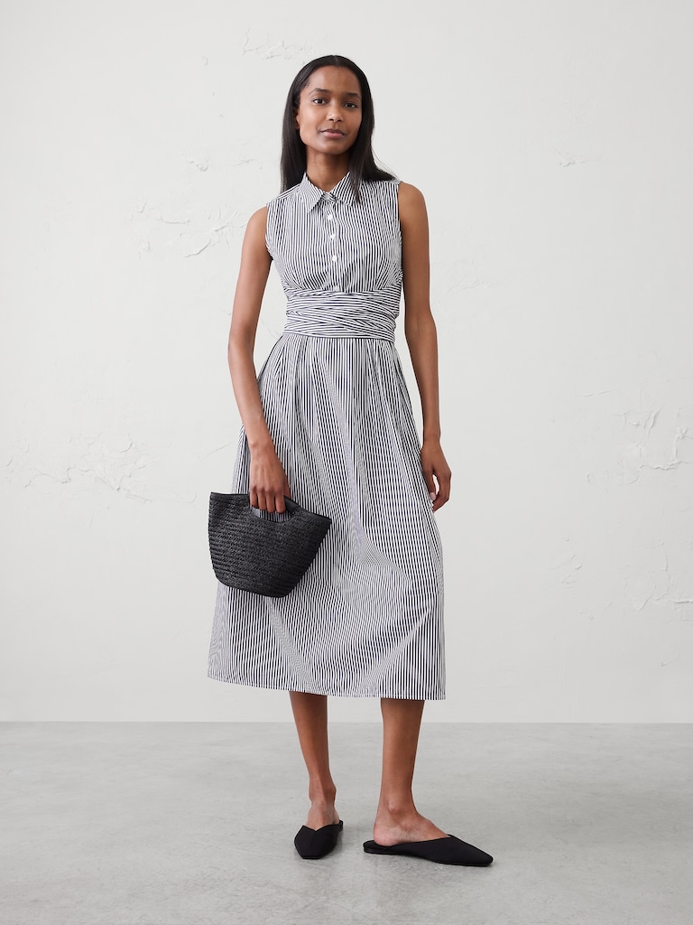 Poplin Wrapped Midi Shirtdress