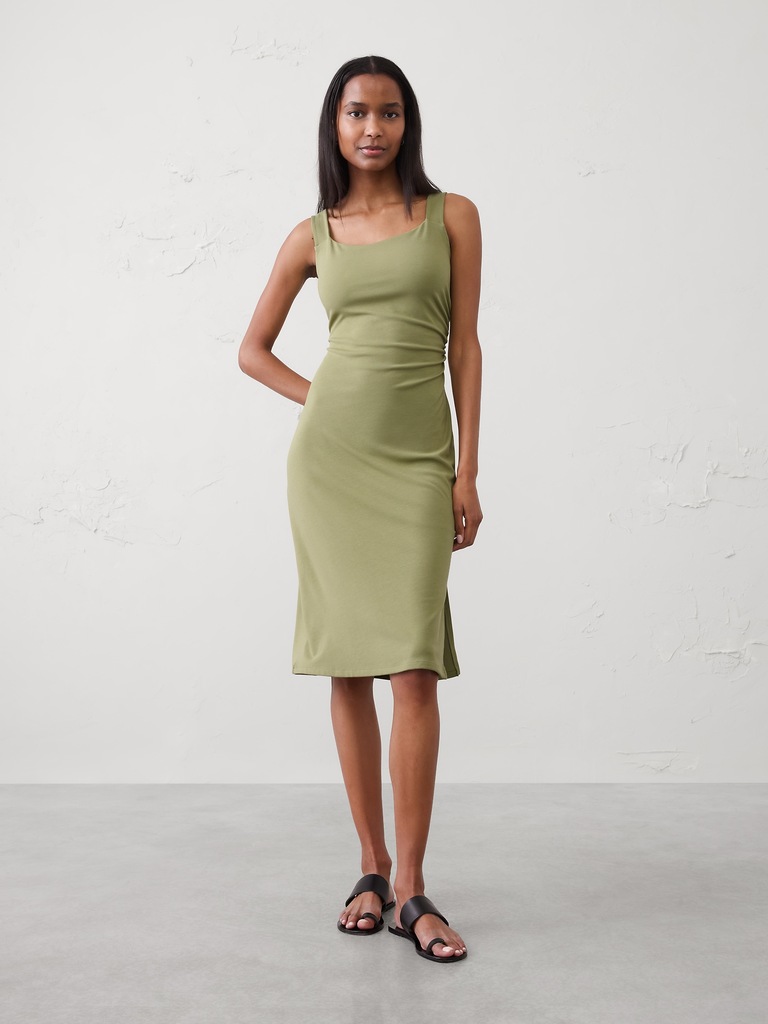 Side-Shirred Tank Midi Dress