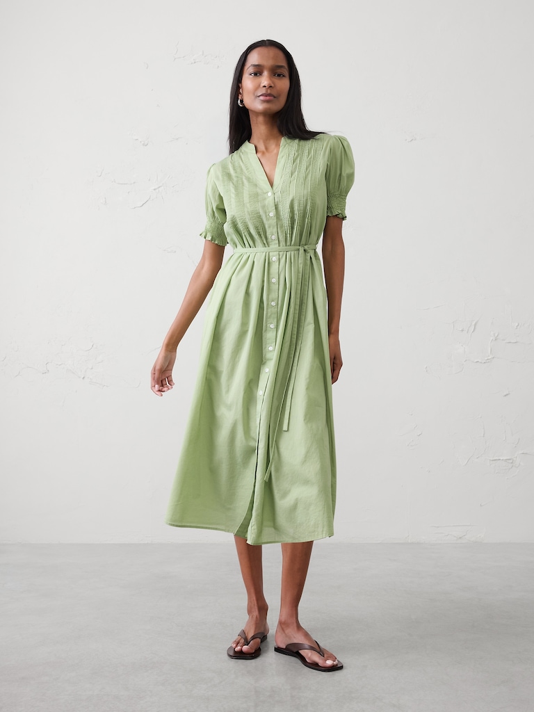 Voile Pintuck Midi Dress