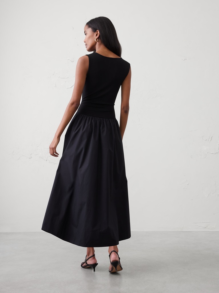 Ruched-Bodice Midi Dress