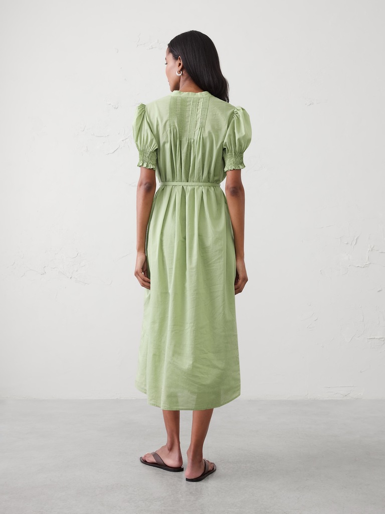 Voile Pintuck Midi Dress