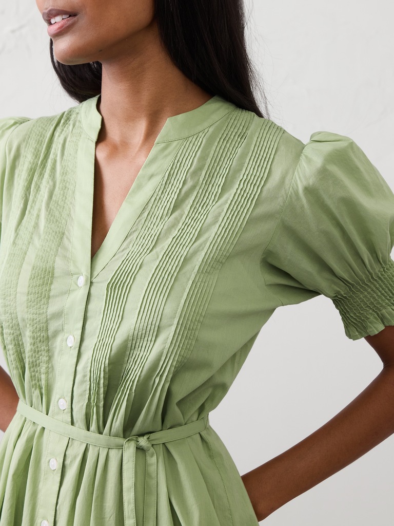 Voile Pintuck Midi Dress