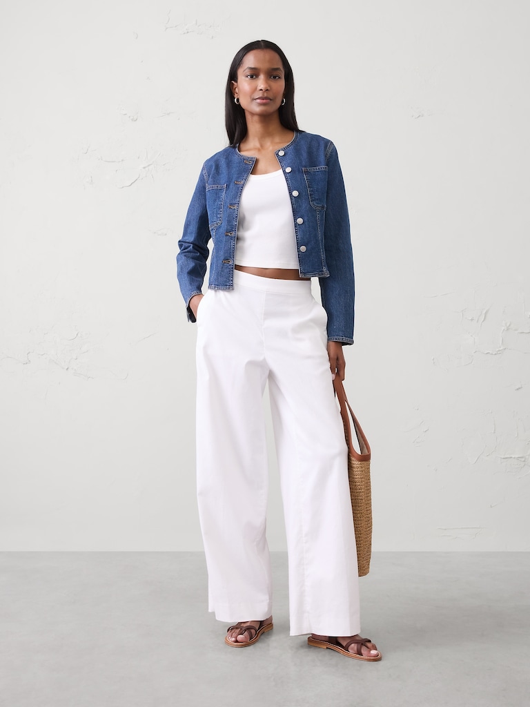 Denim Tailored Cropped Jacket