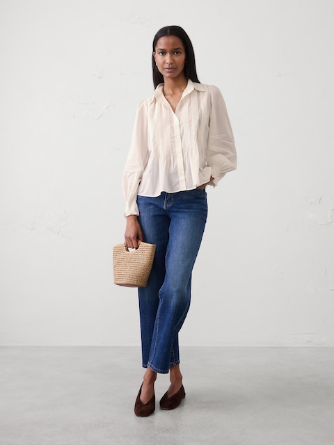 Pull Femme Banana Republic Blanc Manches 3/4 - Taille M - Occasion Très Bon état