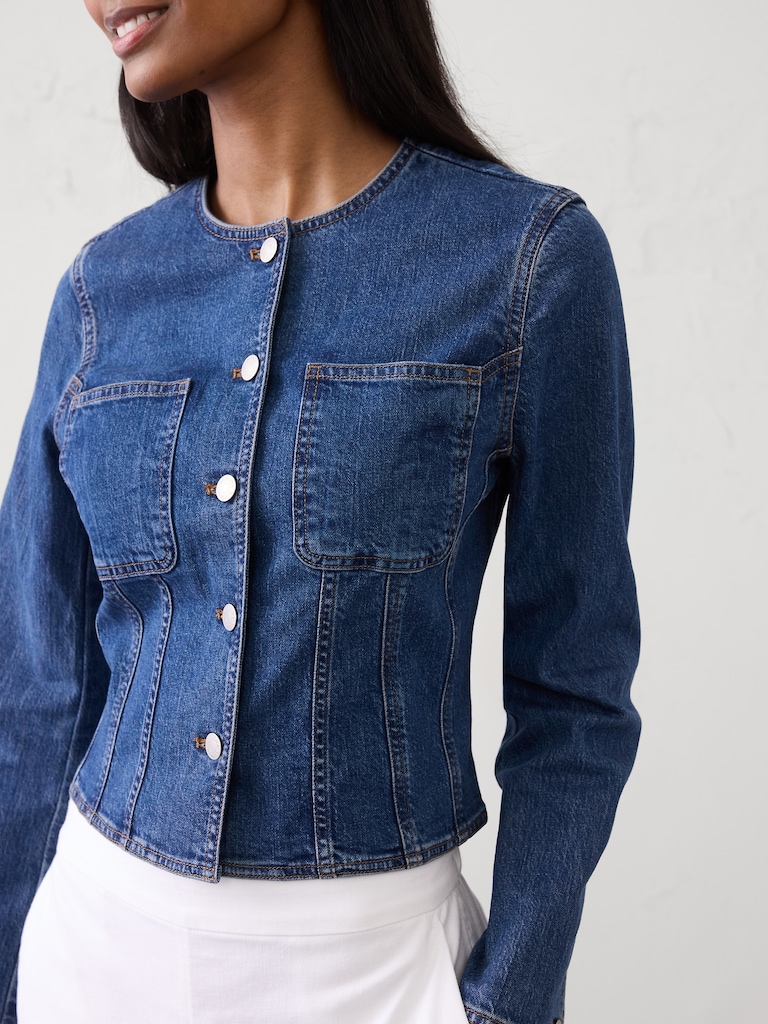 Denim Tailored Cropped Jacket