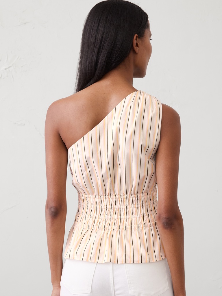 Voile One-Shoulder Smocked Top