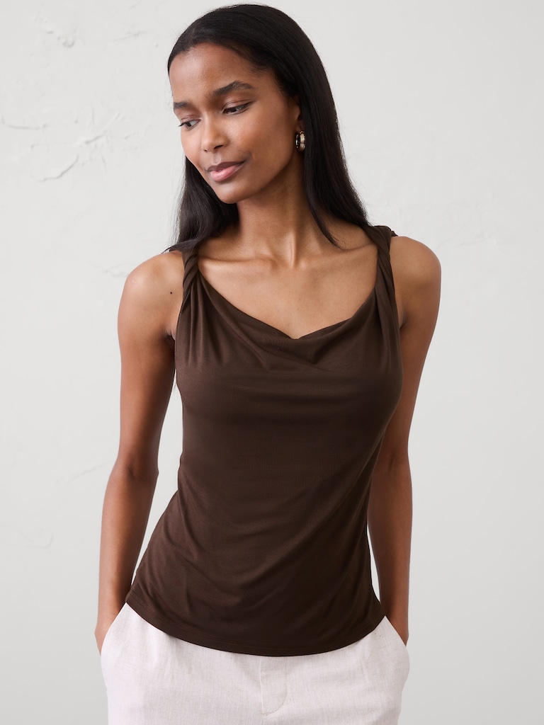 Jersey Twist-Shoulder Top