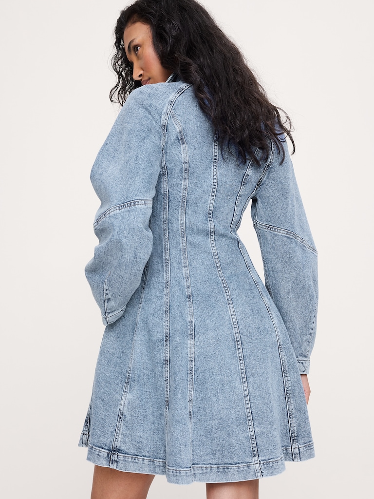 Seamed Denim Mini Dress