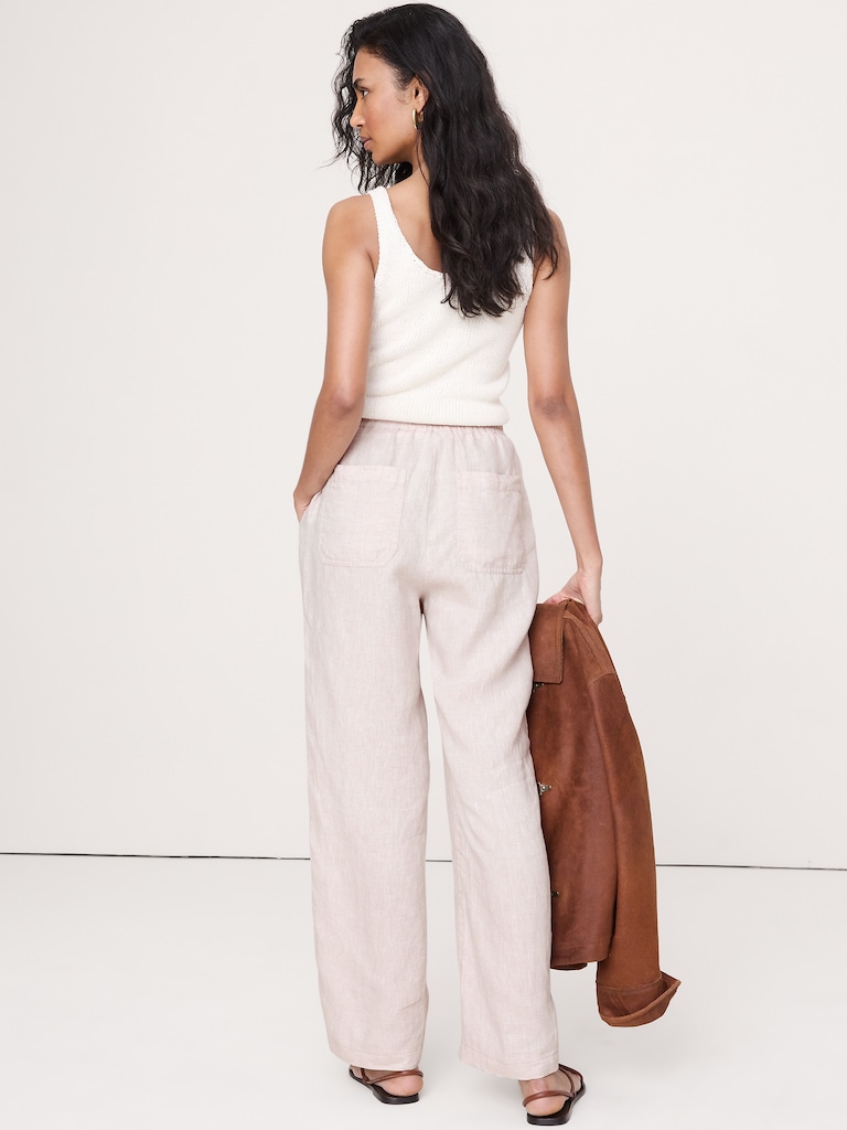 The Getaway Straight-Leg Pull-On Pant in Linen