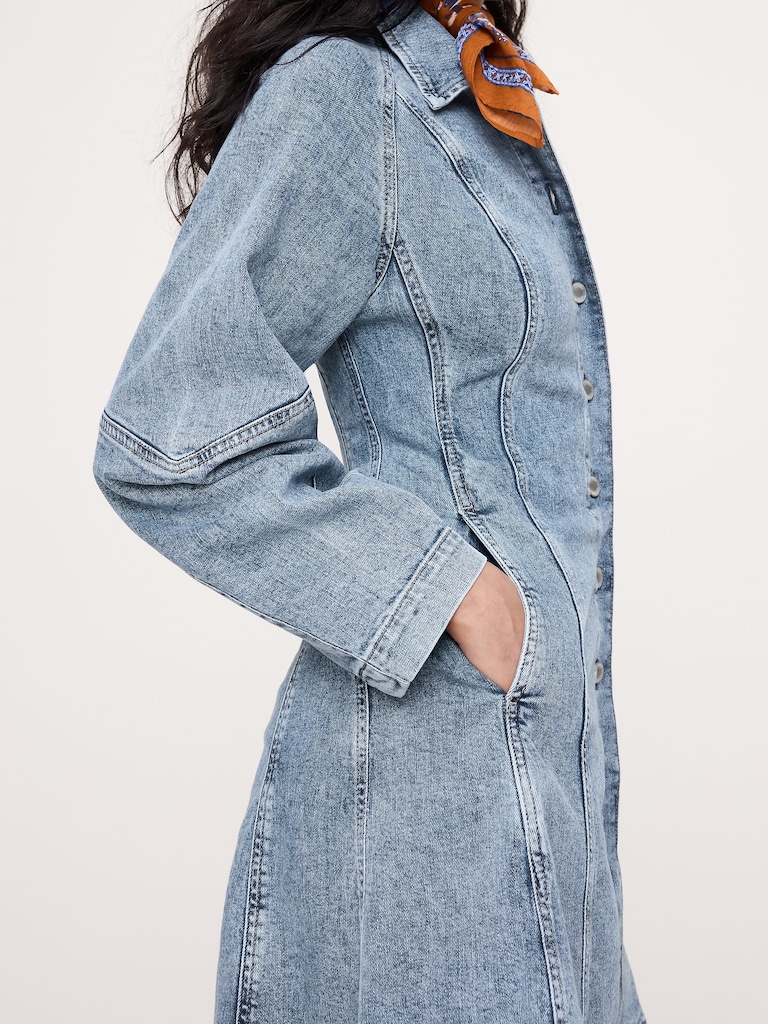 Seamed Denim Mini Dress