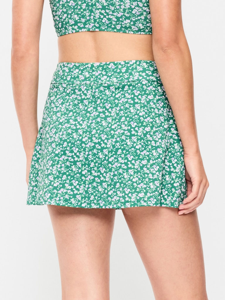 High-Waisted Textured Swim Skirt