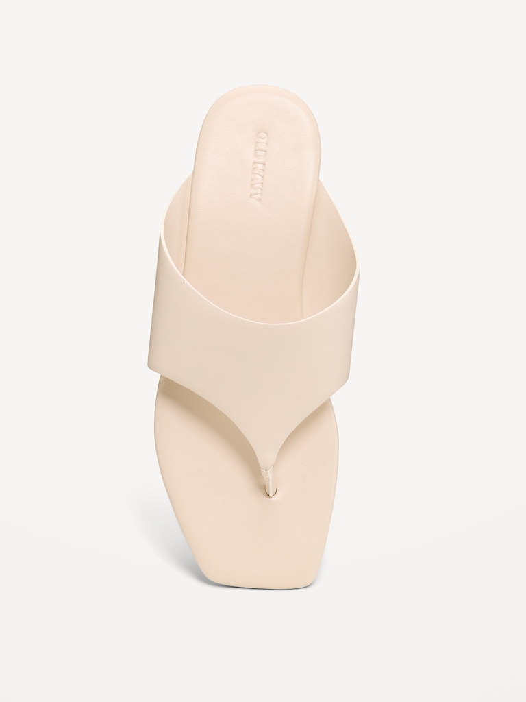 Faux-Leather Wide Thong Sandal for Women