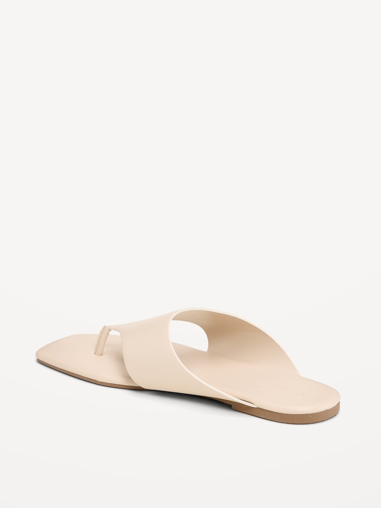 Faux-Leather Wide Thong Sandal for Women