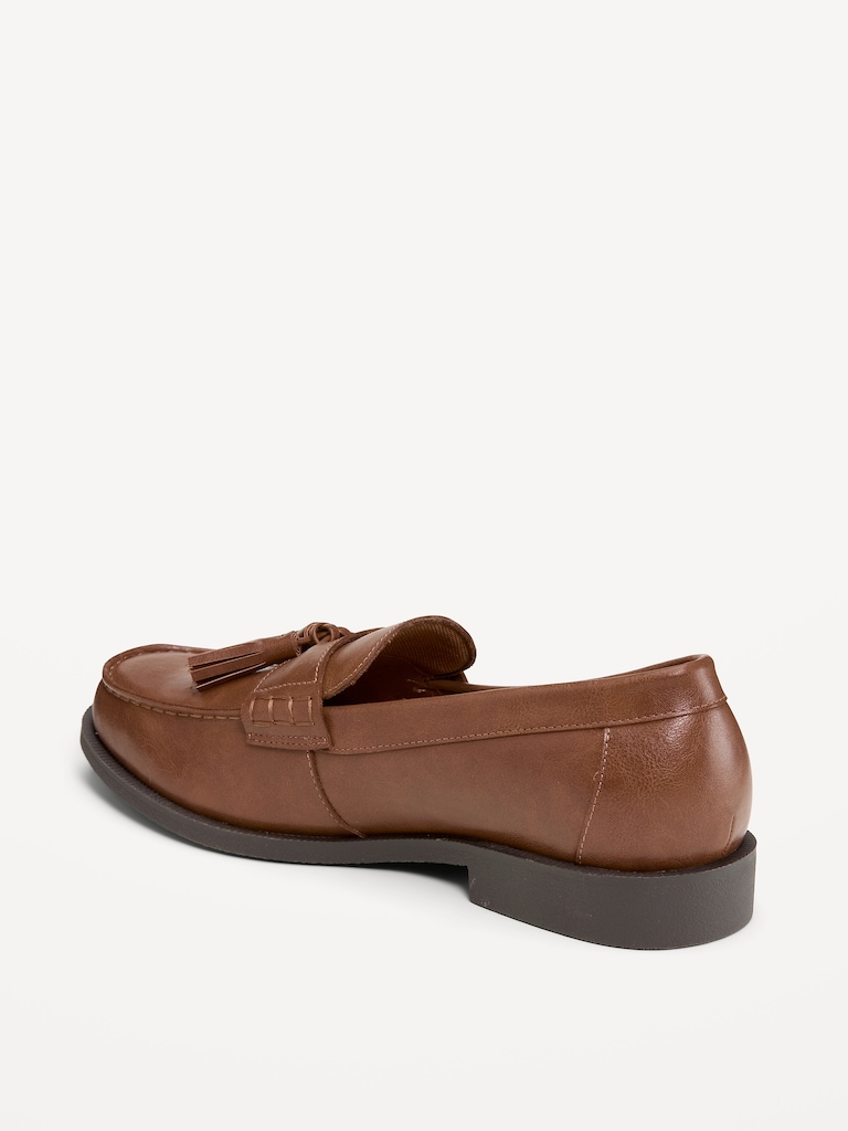 Faux-Leather Tassel Loafers for Men