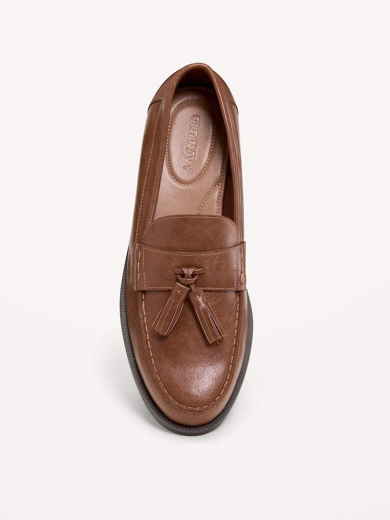 Faux-Leather Tassel Loafers for Men