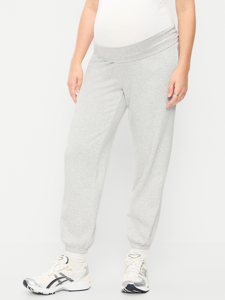 Maternity Rollover-Waist Fleece Jogger Sweatpants