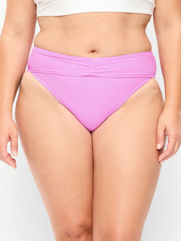 High-Waisted Cinched Bikini Swim Bottoms