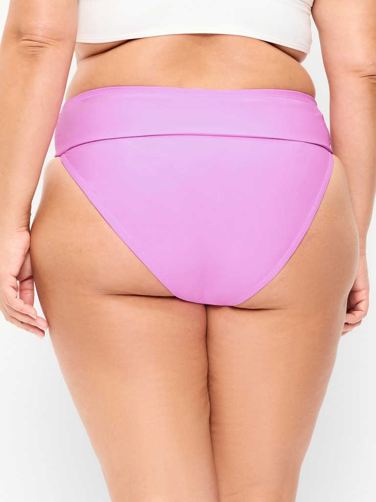 High-Waisted Cinched Bikini Swim Bottoms