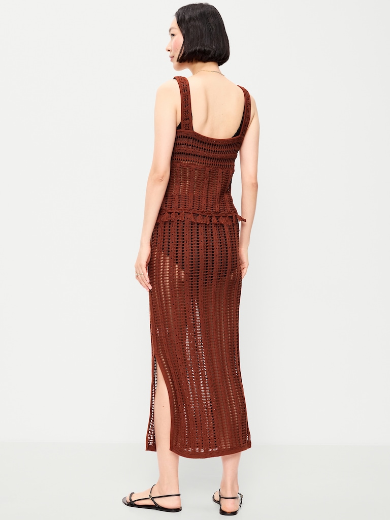 Open-Weave Column Maxi Skirt