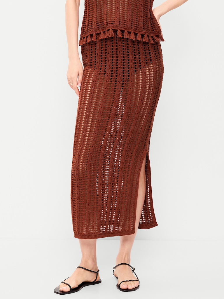 Open-Weave Column Maxi Skirt