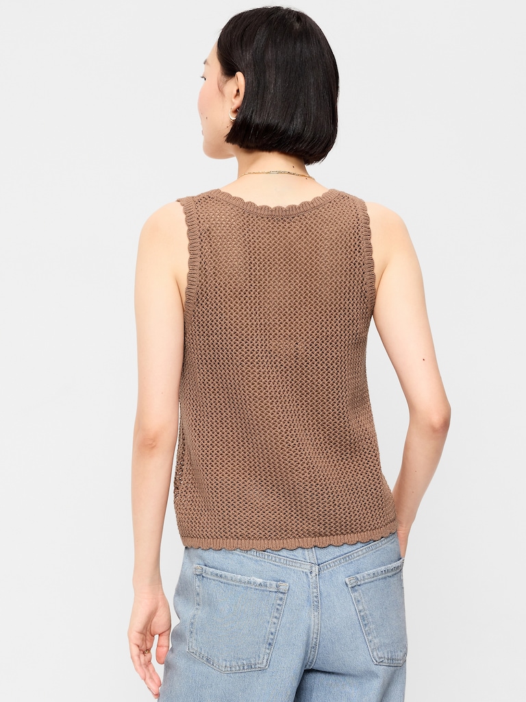 Sleeveless Seaside Cotton Crochet Tank Top