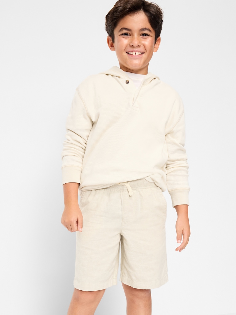 Knee Length Linen-Blend Dock Shorts for Boys