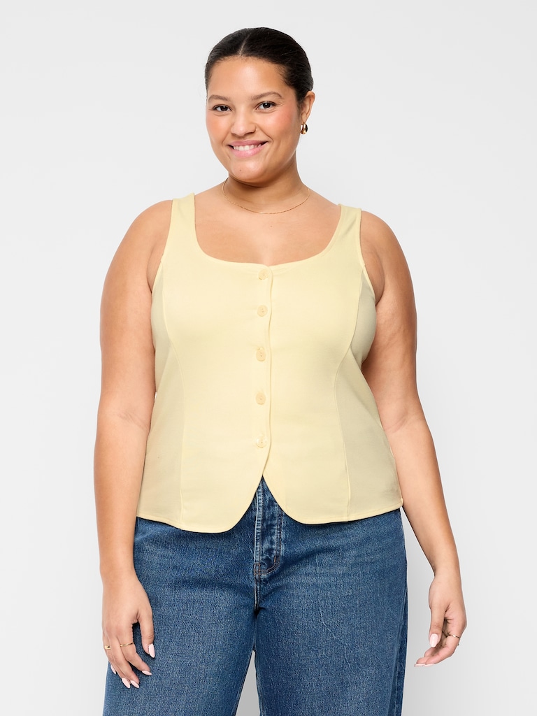 Sleeveless Button-Down Top