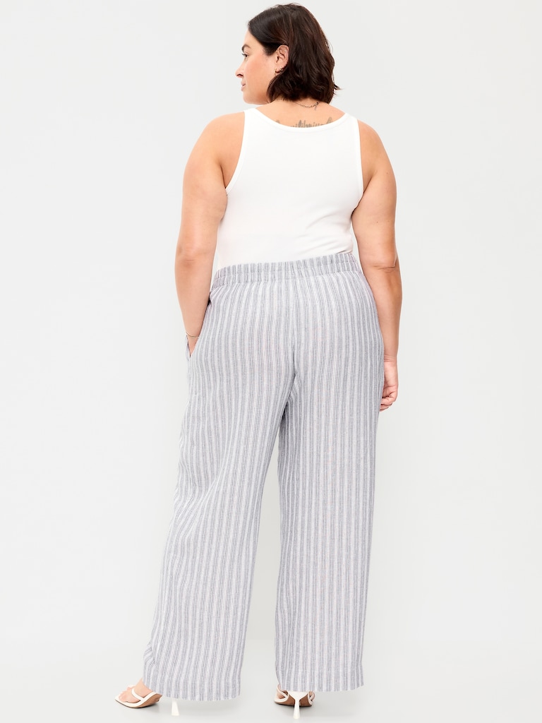 High-Waisted Linen-Blend Wide-Leg Pants