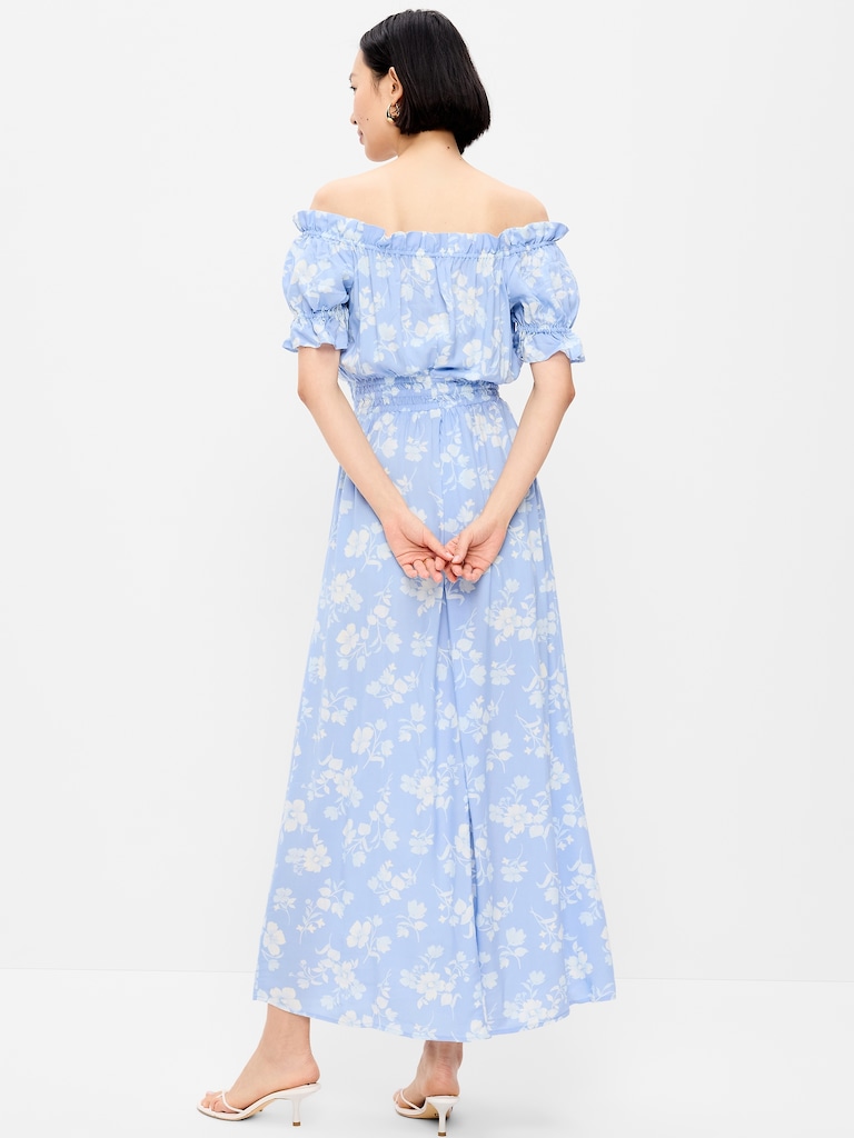 Off-The-Shoulder Boho Maxi Dress